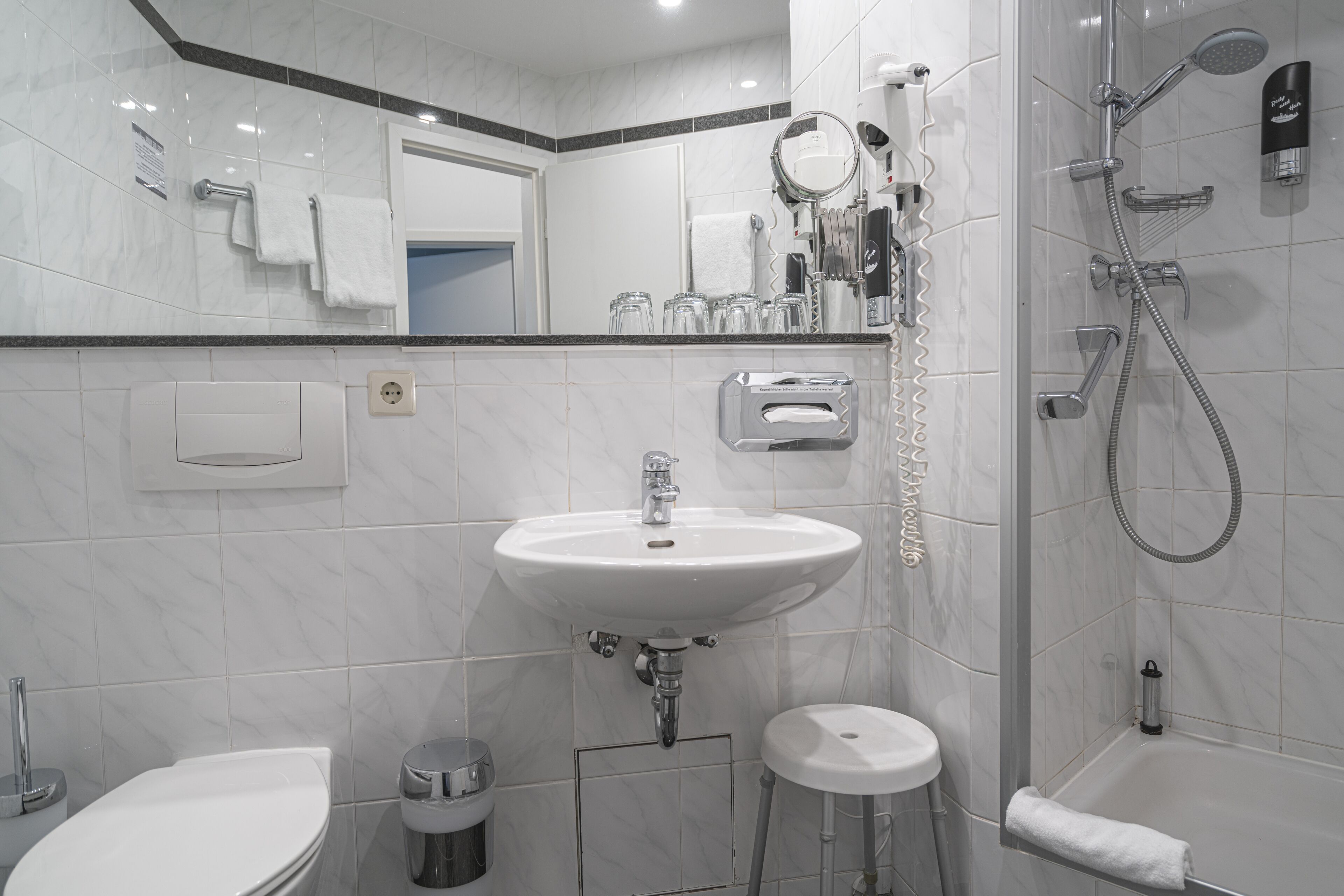 single room | bathroom | hair dryer, towels