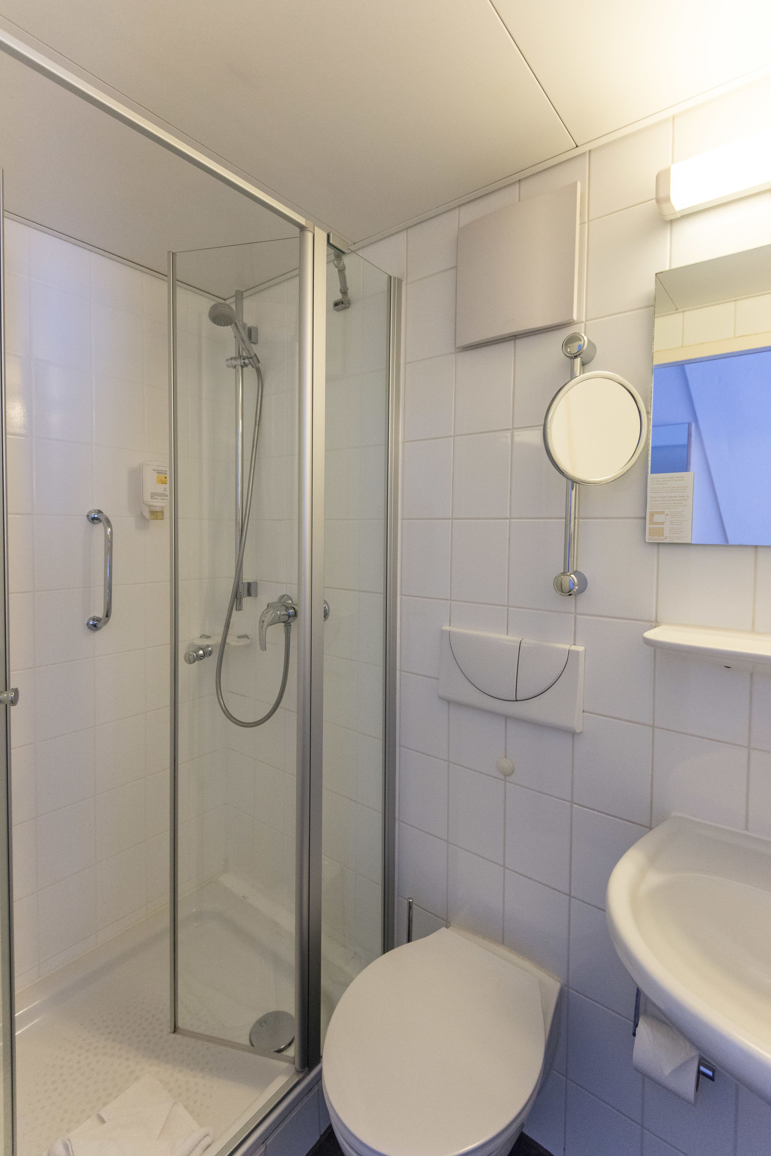 single room | bathroom | shower, hair dryer, towels