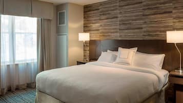 Premium bedding, down comforters, pillowtop beds, desk