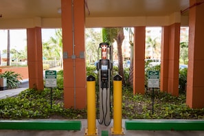 Electric vehicle charging station available on site.