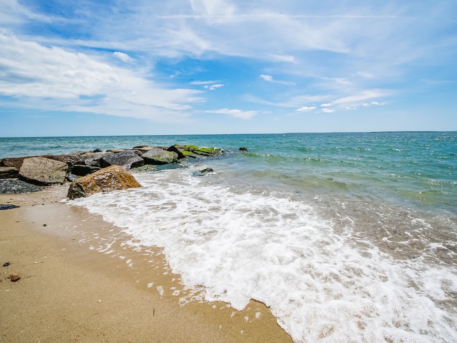 On the beach, white sand