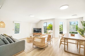 Flat-screen TV, DVD player