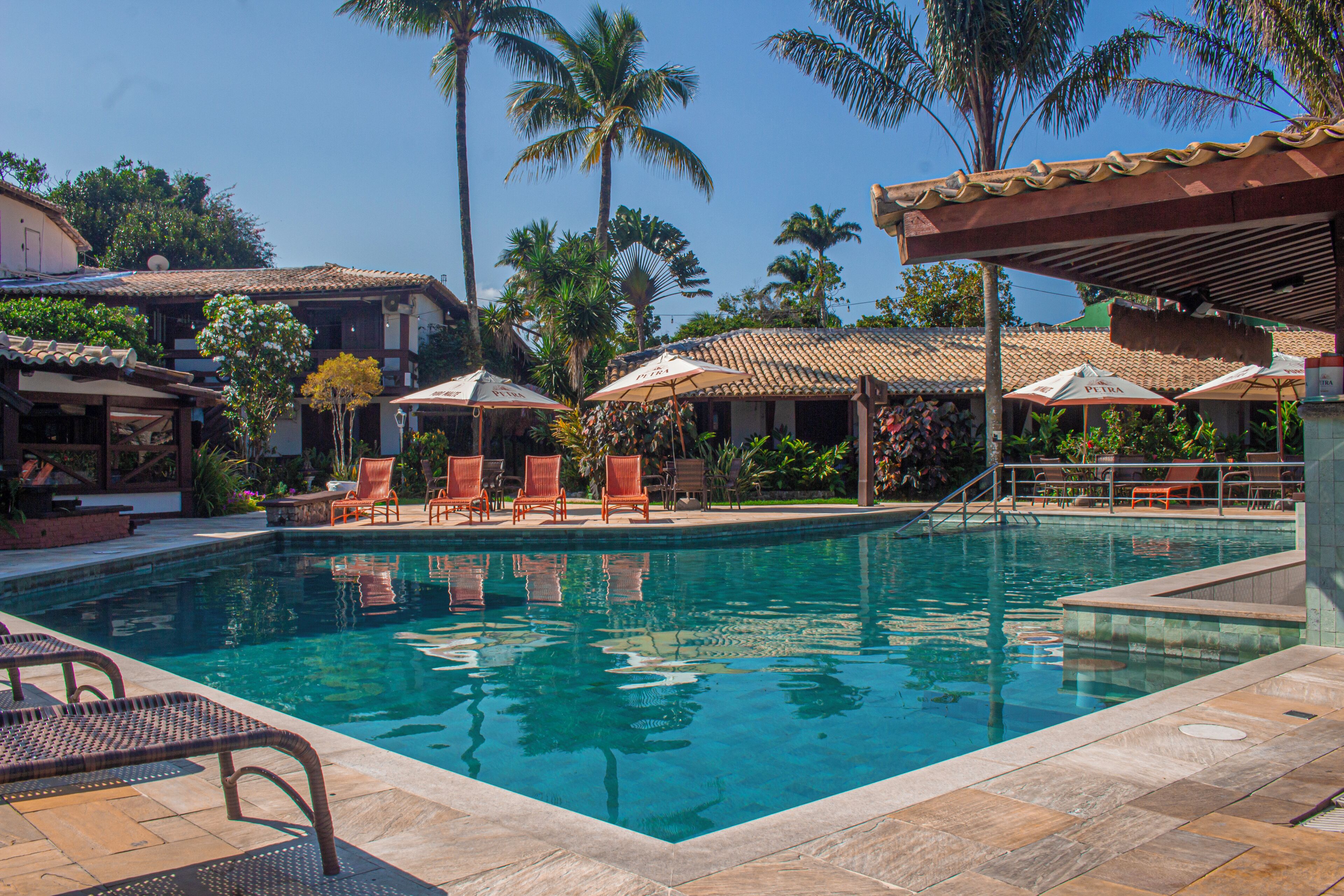 2 outdoor pools, pool umbrellas, pool loungers