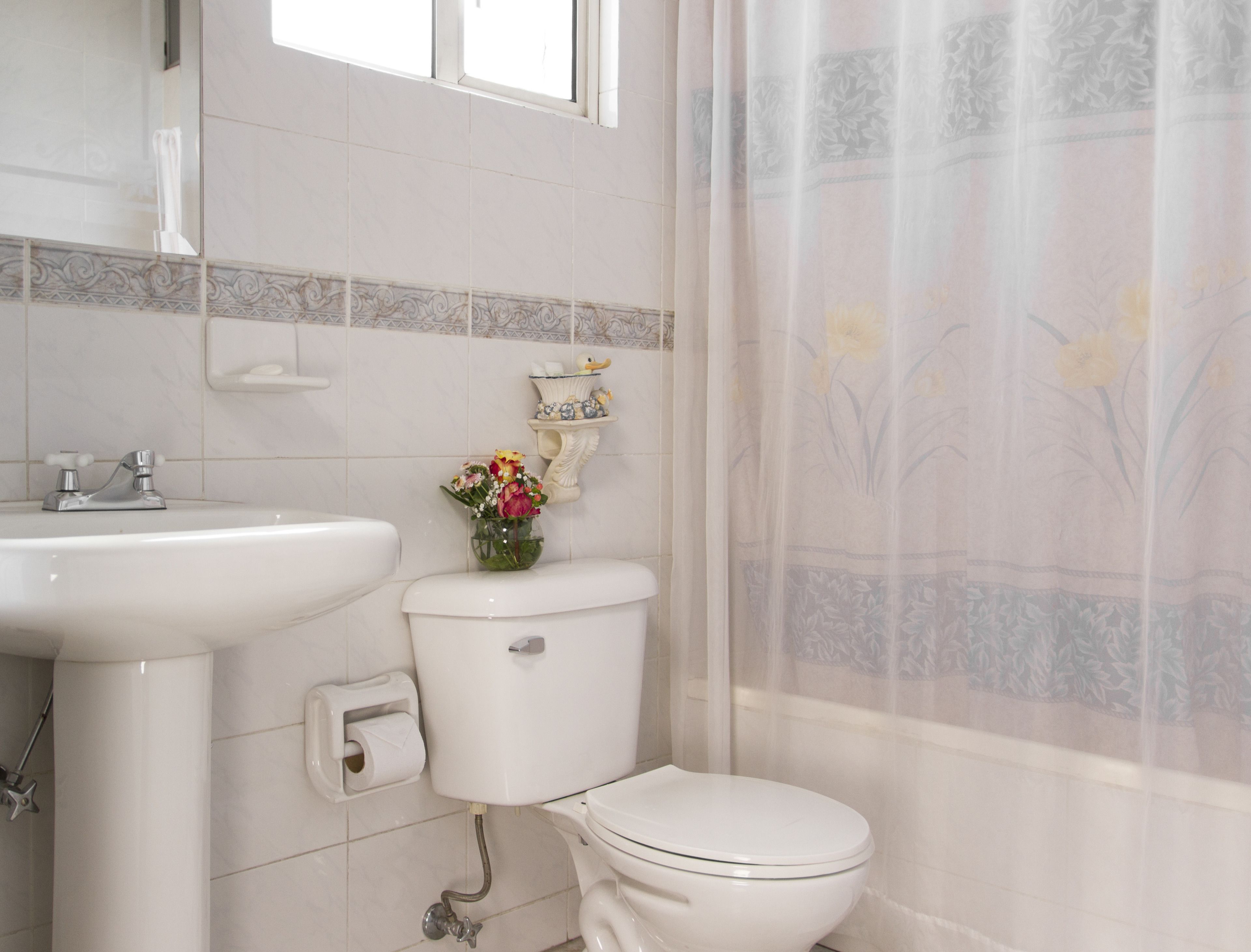 combined shower/bathtub, hair dryer, towels