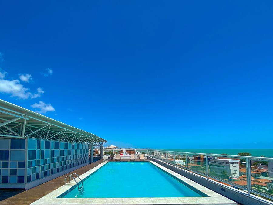 Outdoor pool, sun loungers