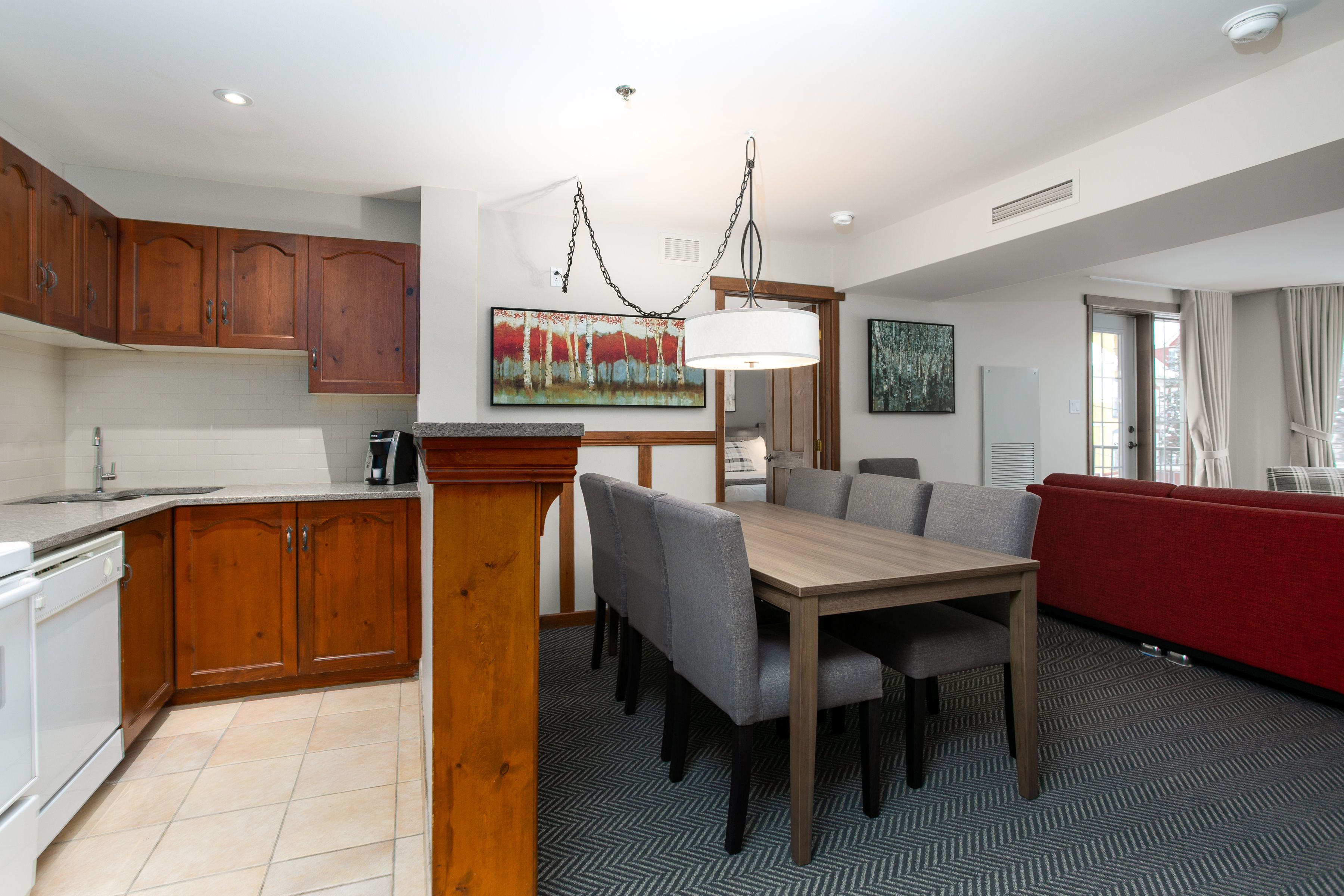 mini-fridge, microwave, coffee/tea maker, electric kettle