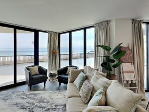 Condo, 1 King Bed with Sofa bed, Patio, Ocean View (#105 West - No Pets) | Living area