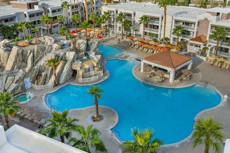 2 outdoor pools, open 8:00 AM to 10:00 PM, pool umbrellas, sun loungers