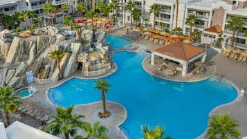 2 outdoor pools, open 8:00 AM to 10:00 PM, pool umbrellas, sun loungers