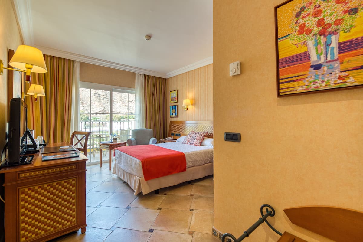 minibar, desk, laptop workspace, iron/ironing board