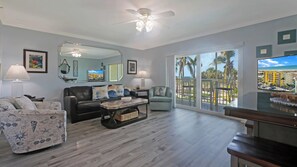 Premium Condo, 1 Bedroom, Balcony, Beachfront (Gulf Front) | Living area - South Beach Oceanfront Resort (Treasure Island)