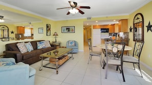 Deluxe Condo, 2 Bedrooms, Balcony, Oceanfront | Living area | Flat-screen TV, DVD player