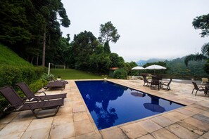 Outdoor pool, pool loungers