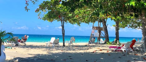 Private beach, beach bar