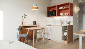 Lägenhet - 1 sovrum | Eget kök | Kylskåp, mikrovågsugn, spishäll och espressobryggare