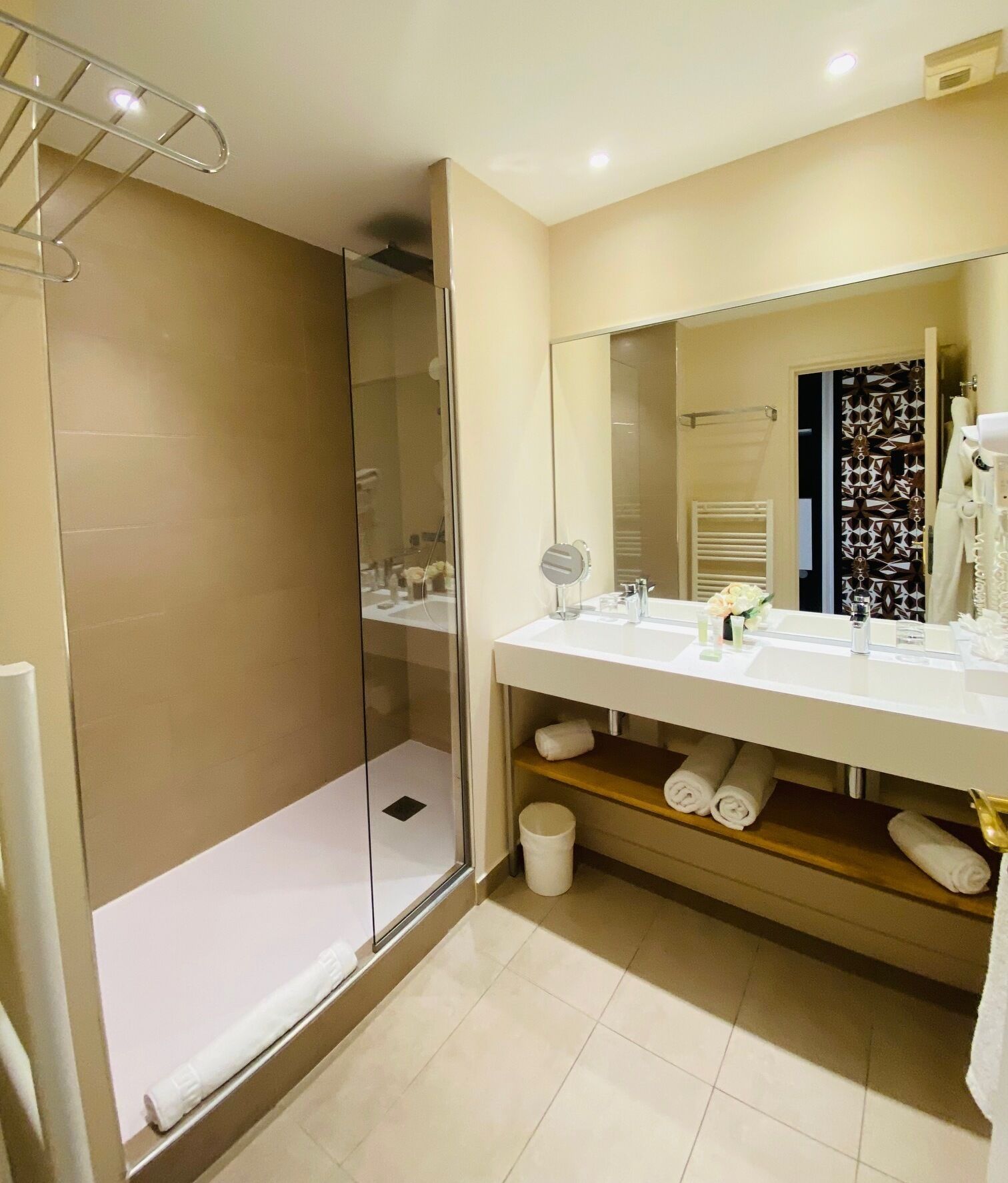 free toiletries, hair dryer, bathrobes, towels