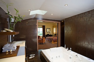 Suite de lujo | Baño | Artículos de higiene personal gratuitos, secador de pelo y albornoces