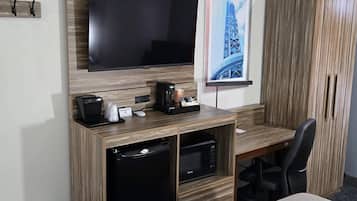 Premium bedding, down duvets, desk, laptop workspace