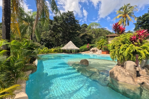 Outdoor pool, open 6 AM to 6 PM, pool loungers