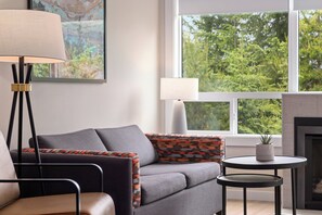 Condo, 2 Bedrooms | Living area | 32-inch TV with cable channels, fireplace, DVD player - WorldMark Whistler - Sundance (Whistler)