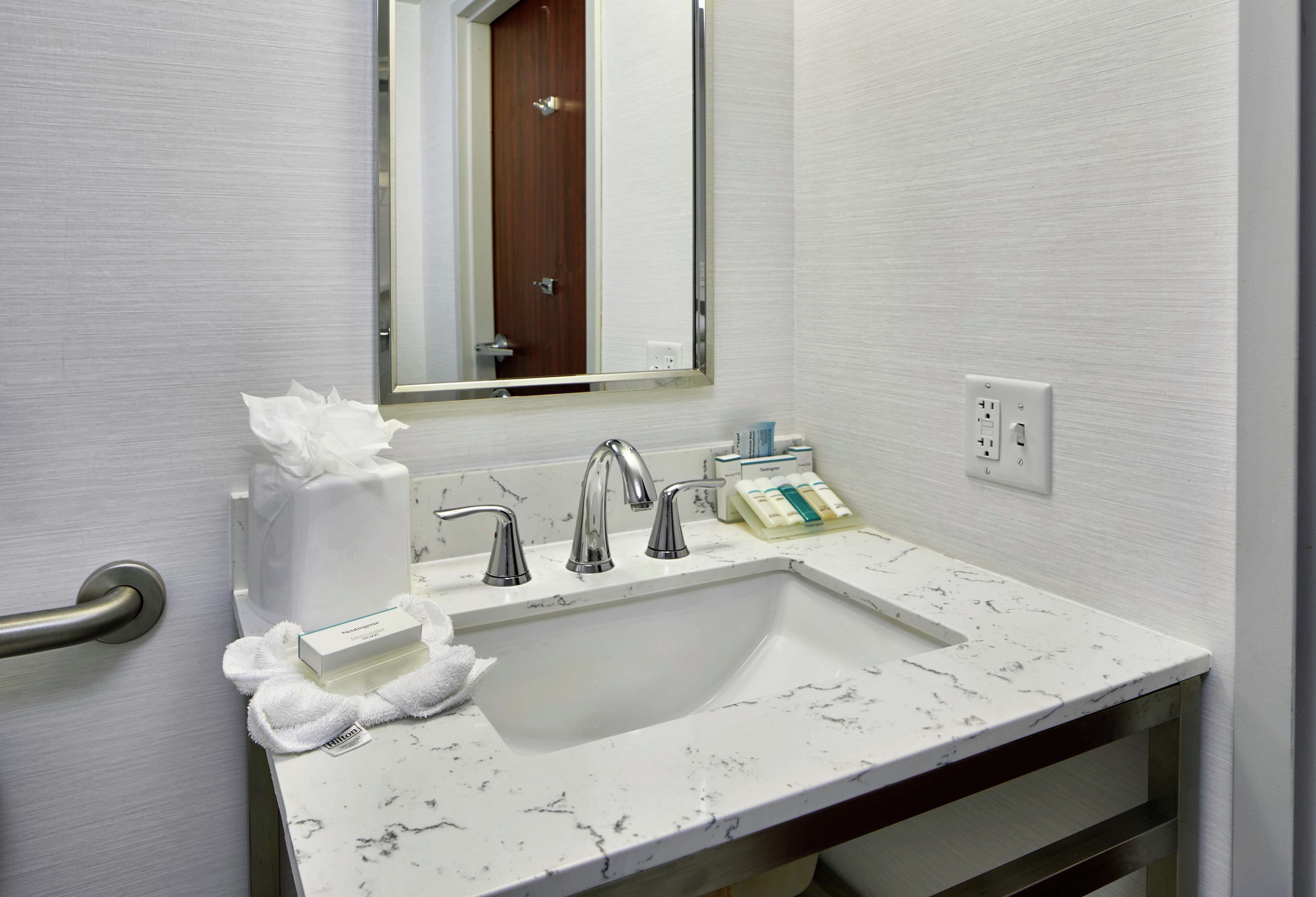 free toiletries, hair dryer, towels