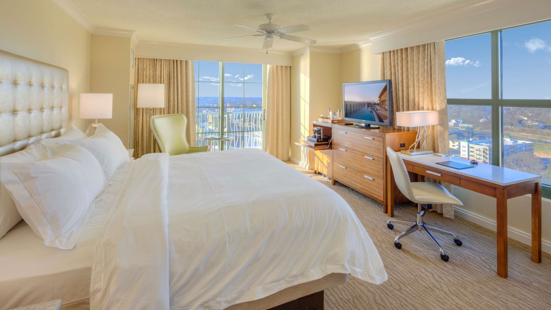 Premium bedding, pillow-top beds, in-room safe, desk