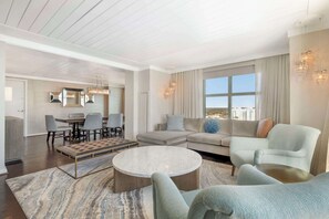 Suite, 1 King Bed | Living area | 37-inch flat-screen TV with cable channels, TV, pay films