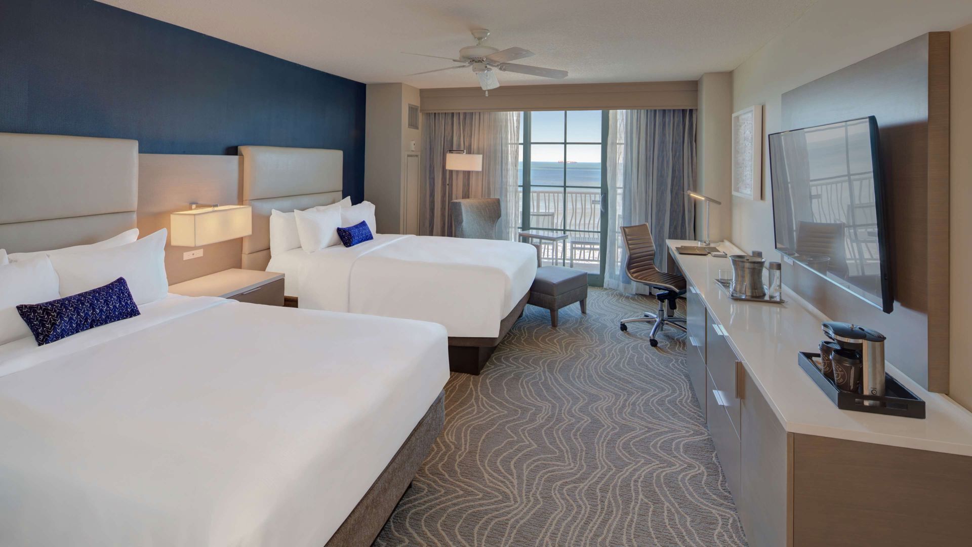 Premium bedding, pillow-top beds, in-room safe, desk