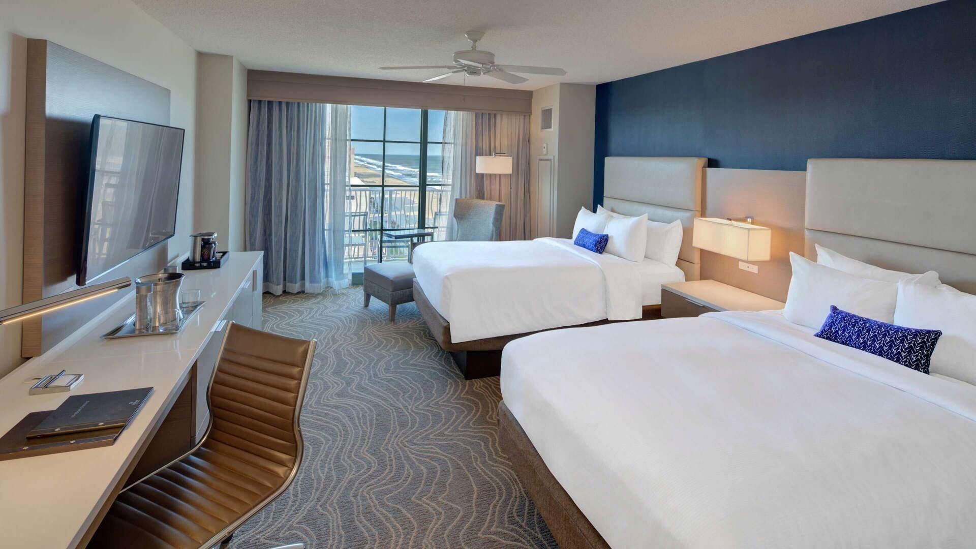 Premium bedding, pillow-top beds, in-room safe, desk