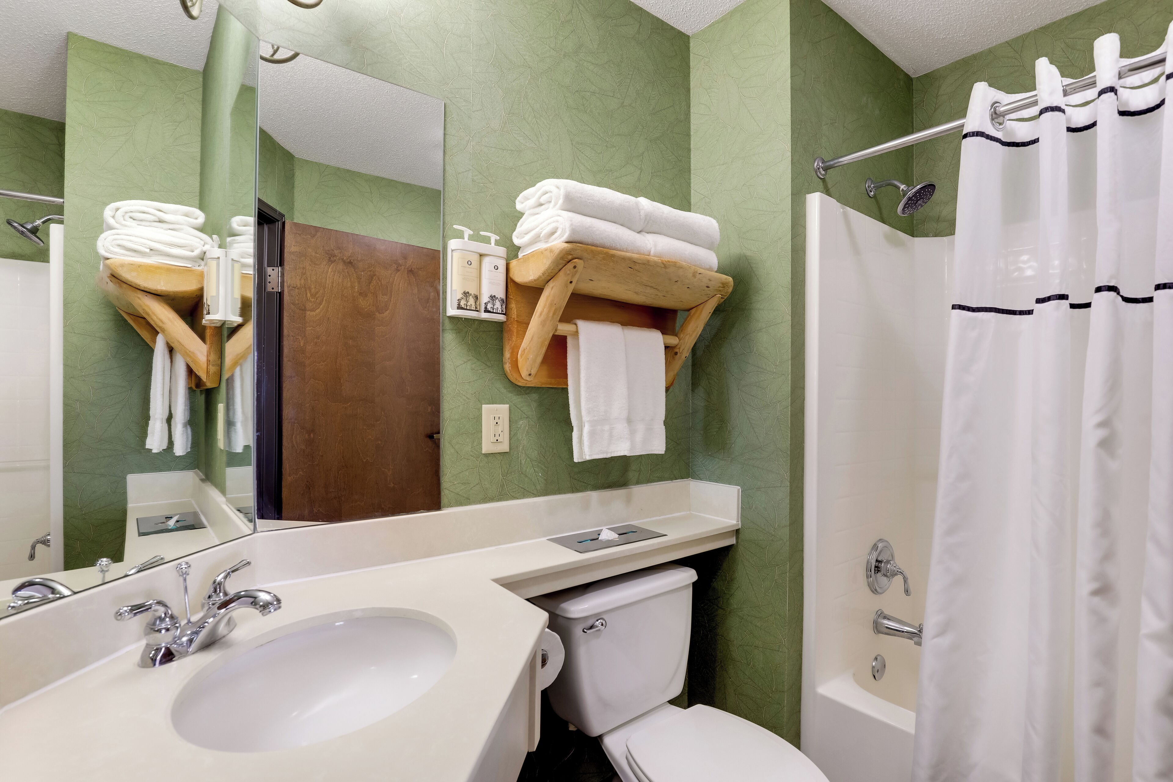 deluxe room, 1 king bed | bathroom | combined shower/bathtub, free toiletries, hair dryer, towels