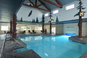 Indoor pool, outdoor pool, pool loungers