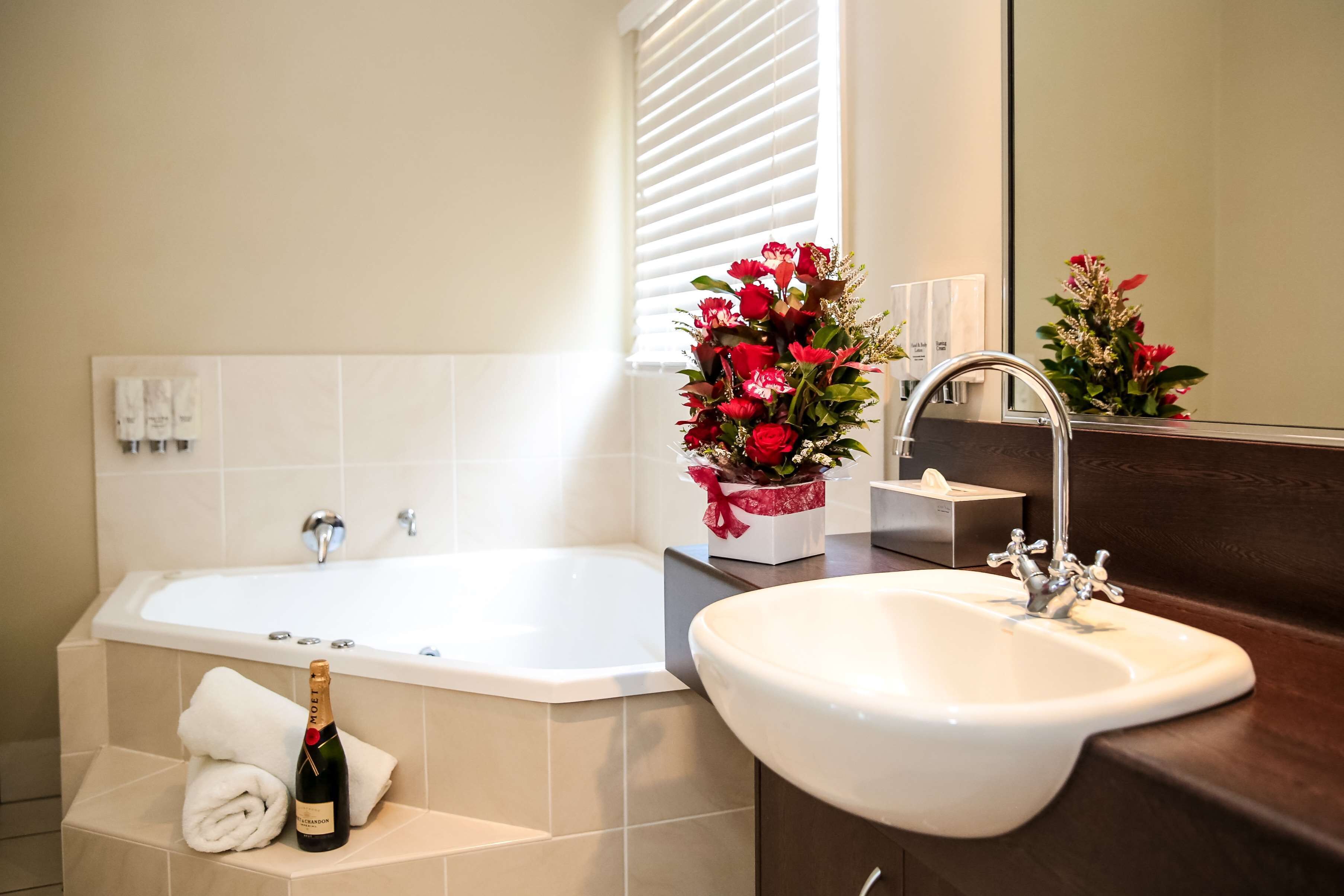 free toiletries, hair dryer, towels