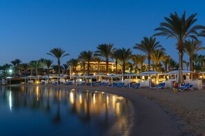 Private beach, beach umbrellas, beach towels, scuba diving