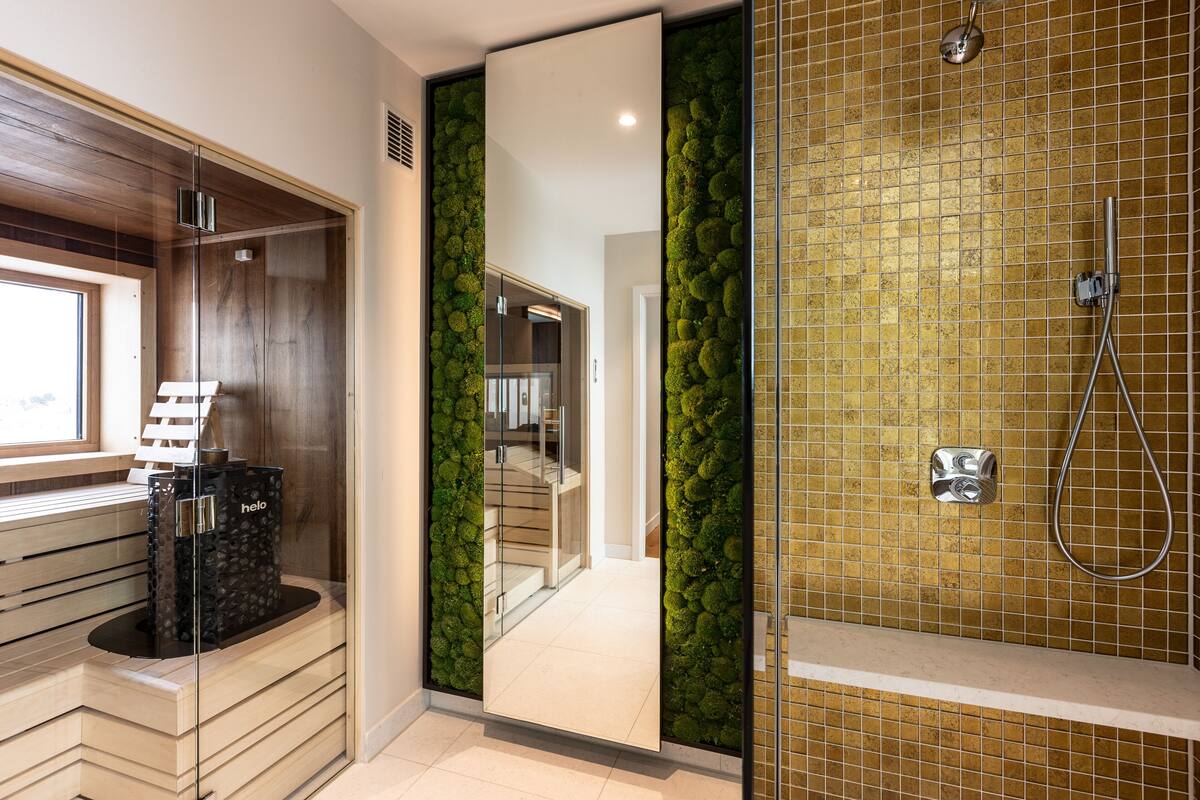 suite (owner suite) | bathroom | hair dryer, towels, soap, shampoo