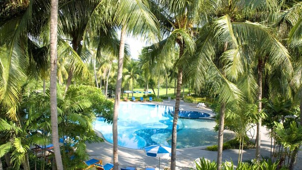 A pool surrounded by palm trees and lounge chairs. - Lake View Resort & Golf Club (Cha-am)