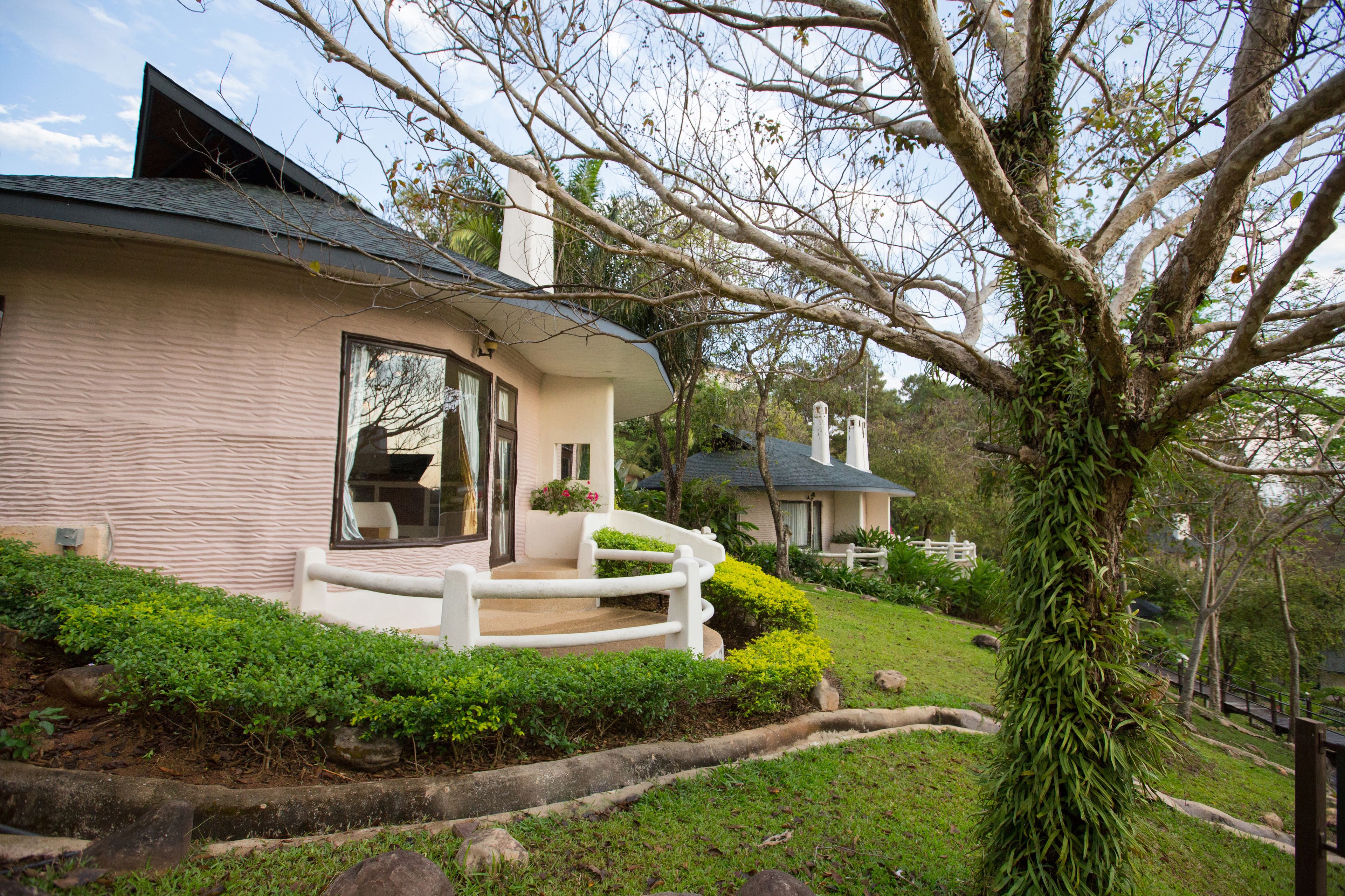 A house with a front porch, a large tree, and a well-maintained lawn.