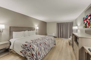 Escritorio, espacio para trabajar con laptop y cortinas blackout