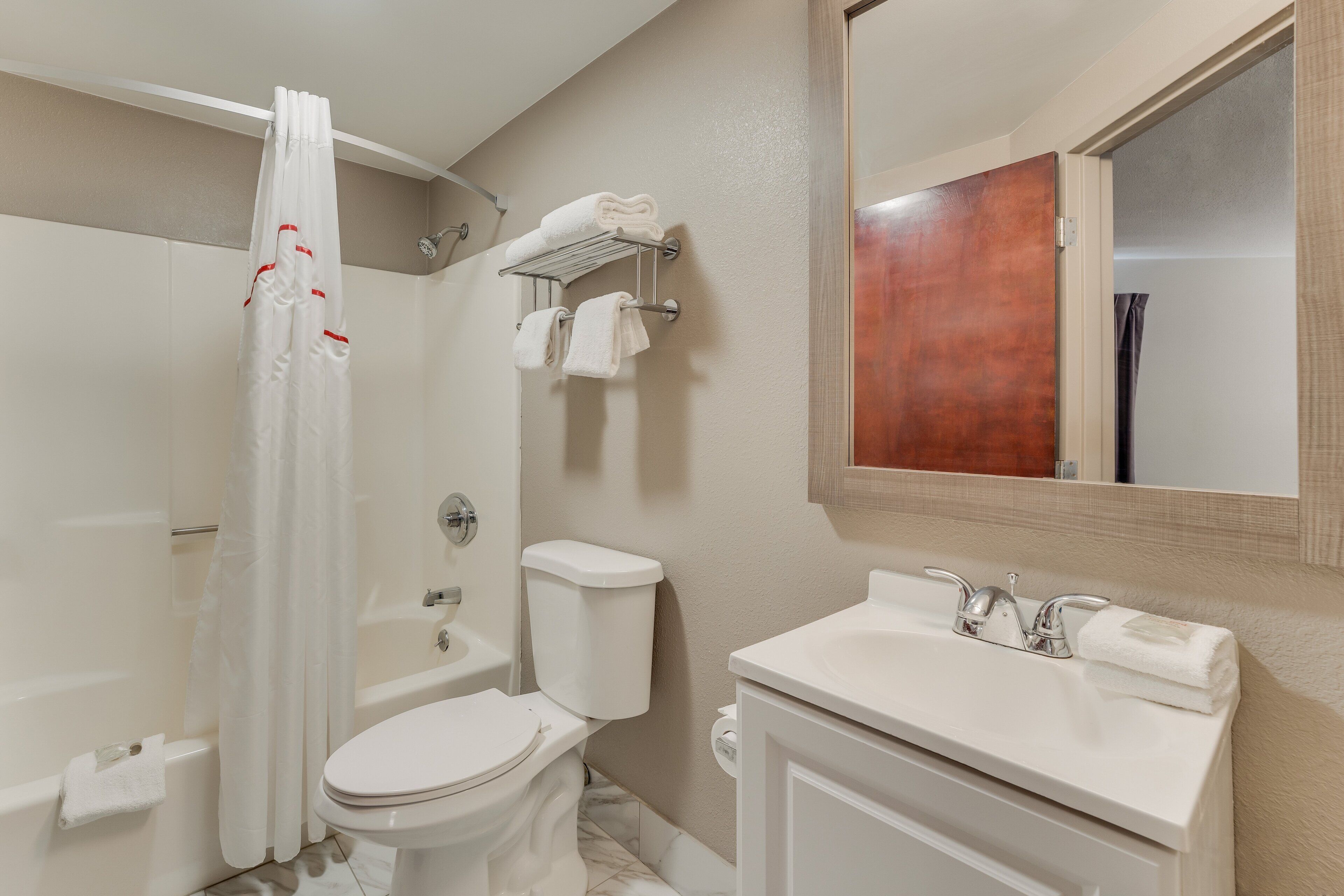 standard suite, 1 king bed with sofa bed, non smoking | bathroom | combined shower/bathtub, free toiletries, hair dryer, towels