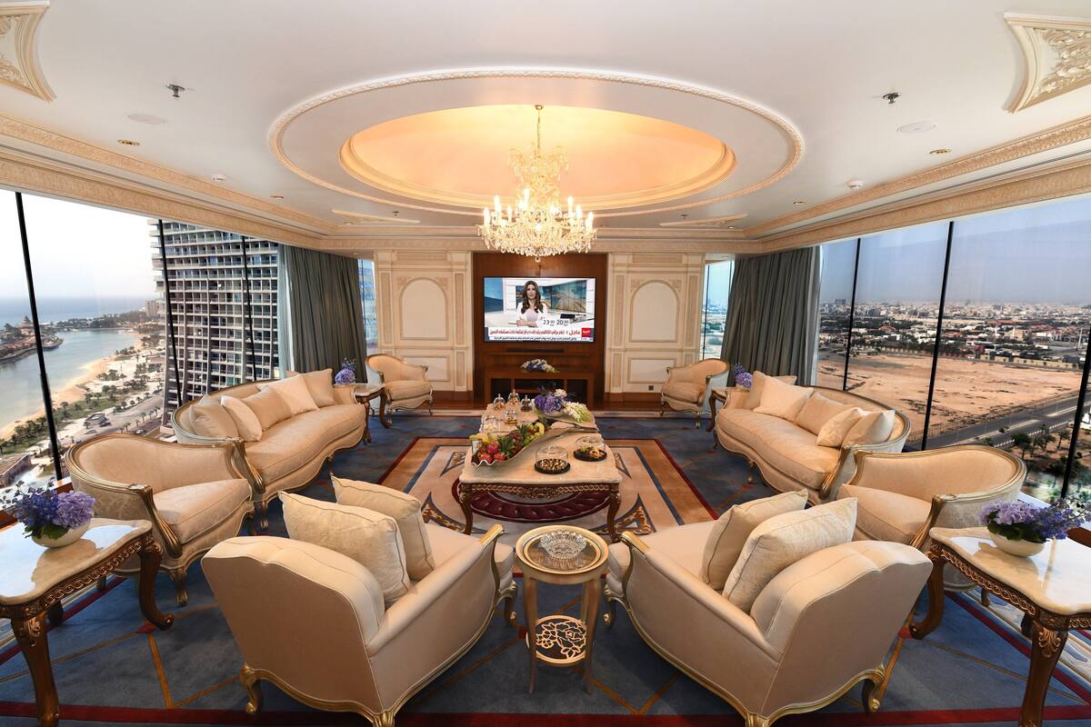 royal suite | living area | led tv, fireplace, dvd player, ipod dock