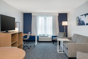 Suite, 1 King Bed, Accessible, Bathtub (Mobility & Hearing) | Living area | Flat-screen TV