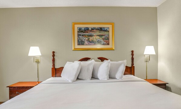 Desk, blackout curtains, free WiFi, bed sheets