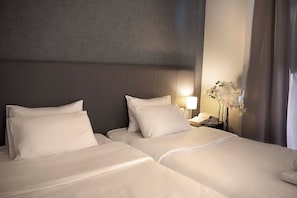 Double or Twin Room, Partial Sea View | In-room safe, desk, soundproofing, free cribs/infant beds - Galaxy Hotel (Alimos)