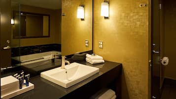 Suite Premier, 1 cama de matrimonio grande | Baño | Artículos de higiene personal de diseño, secador de pelo y albornoces