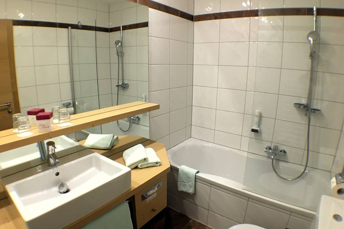 free toiletries, hair dryer, bathrobes, towels