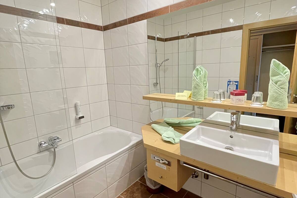 free toiletries, hair dryer, bathrobes, towels