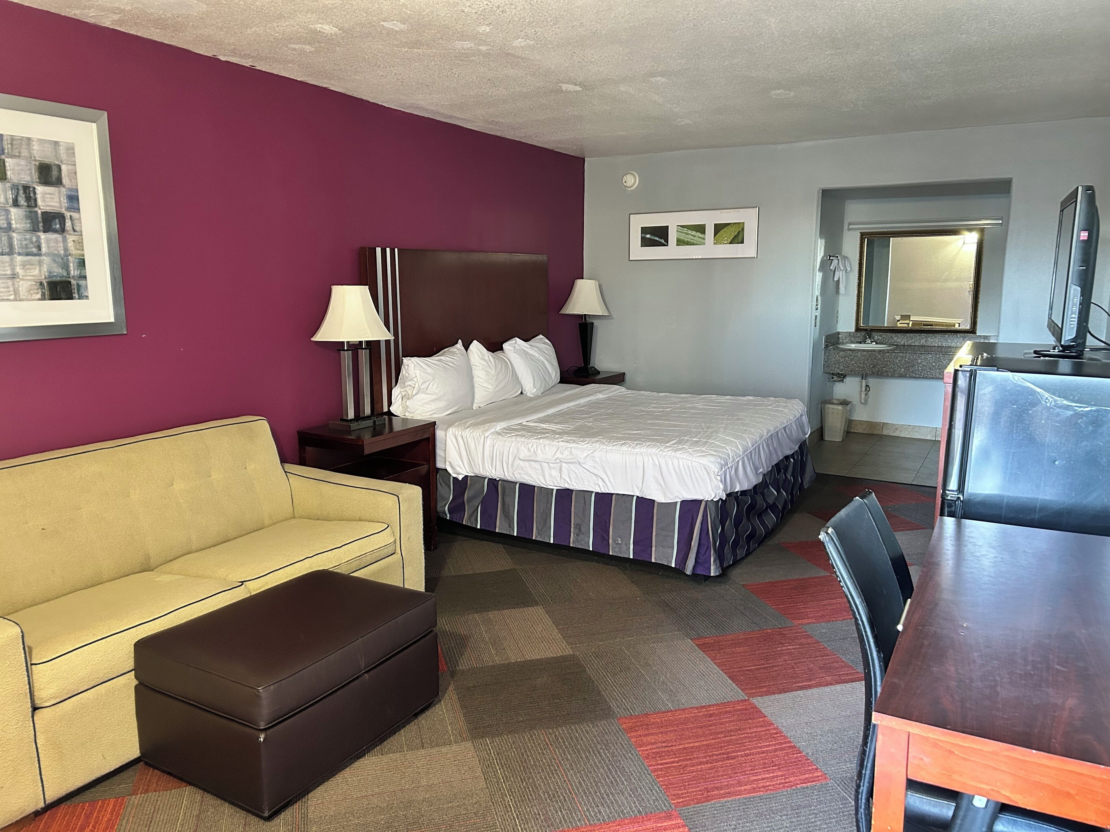 Single Bed Room | Desk, laptop workspace, blackout curtains, iron/ironing board