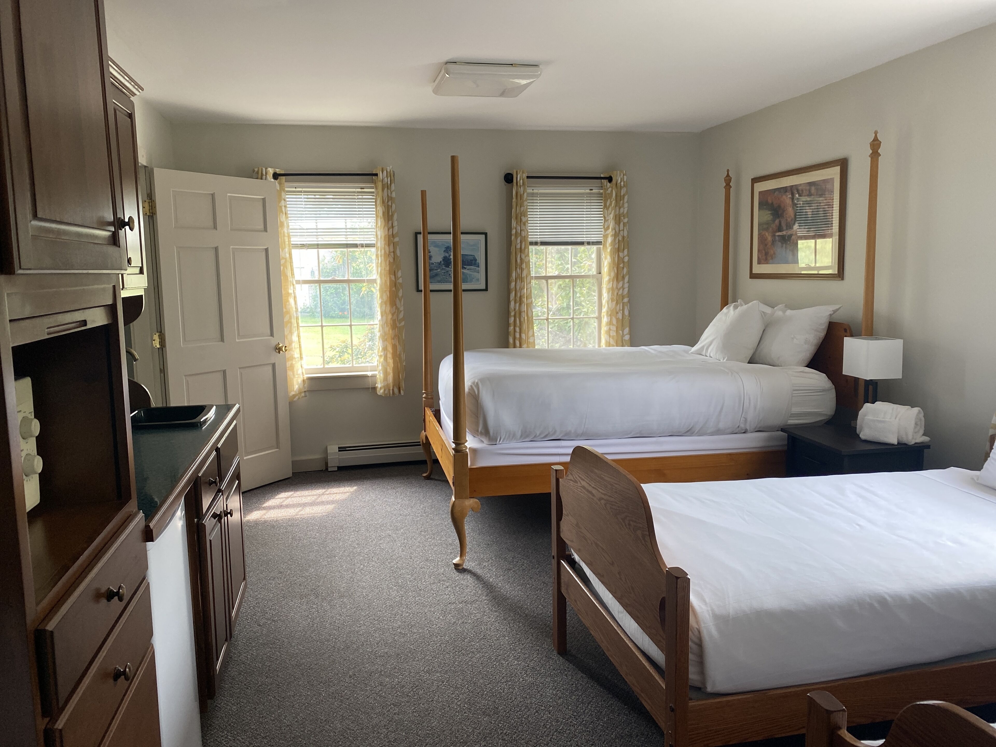 Burkeview Basecamp w/patio | Premium bedding, down comforters, individually decorated