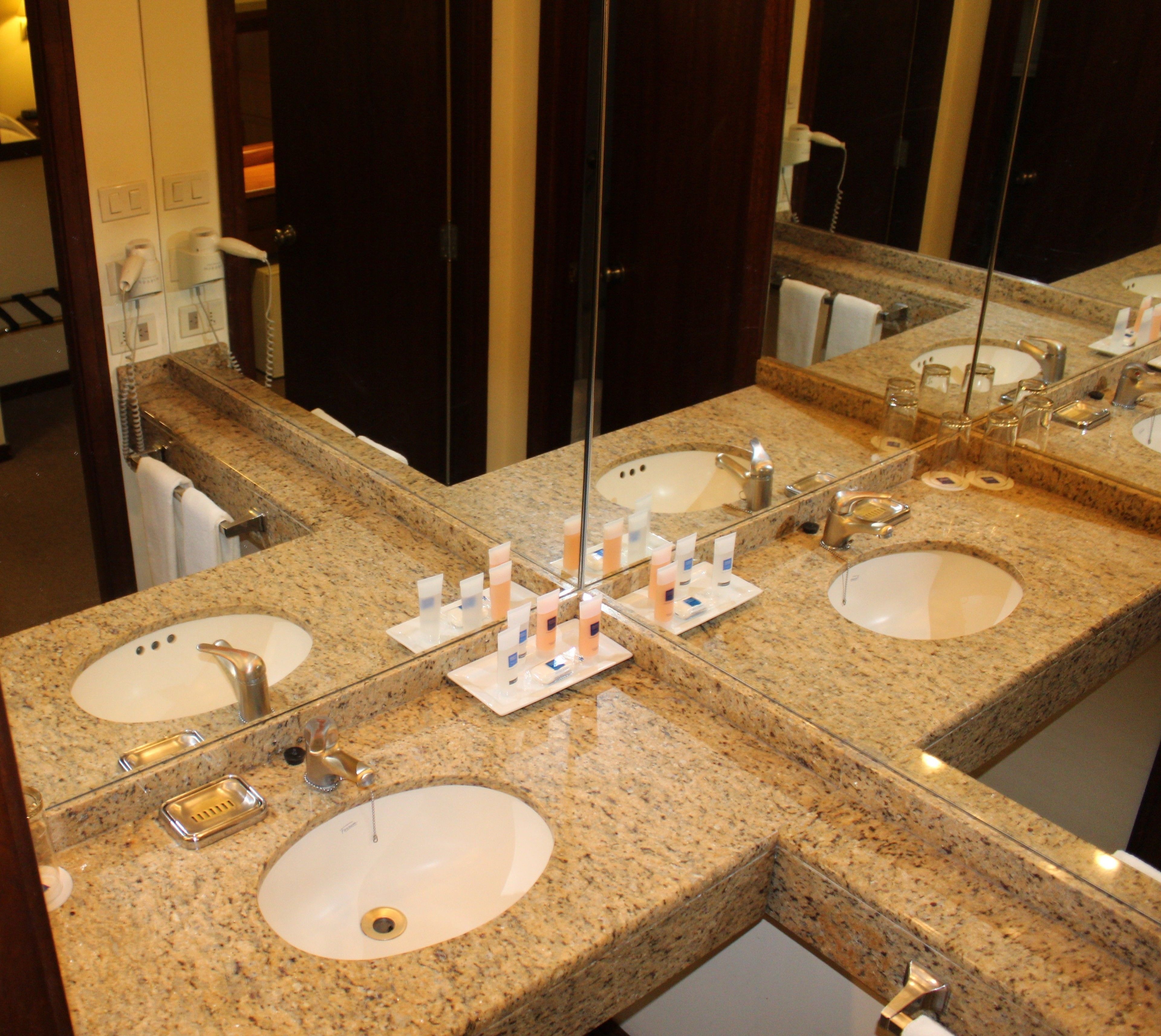 free toiletries, hair dryer, bathrobes, slippers