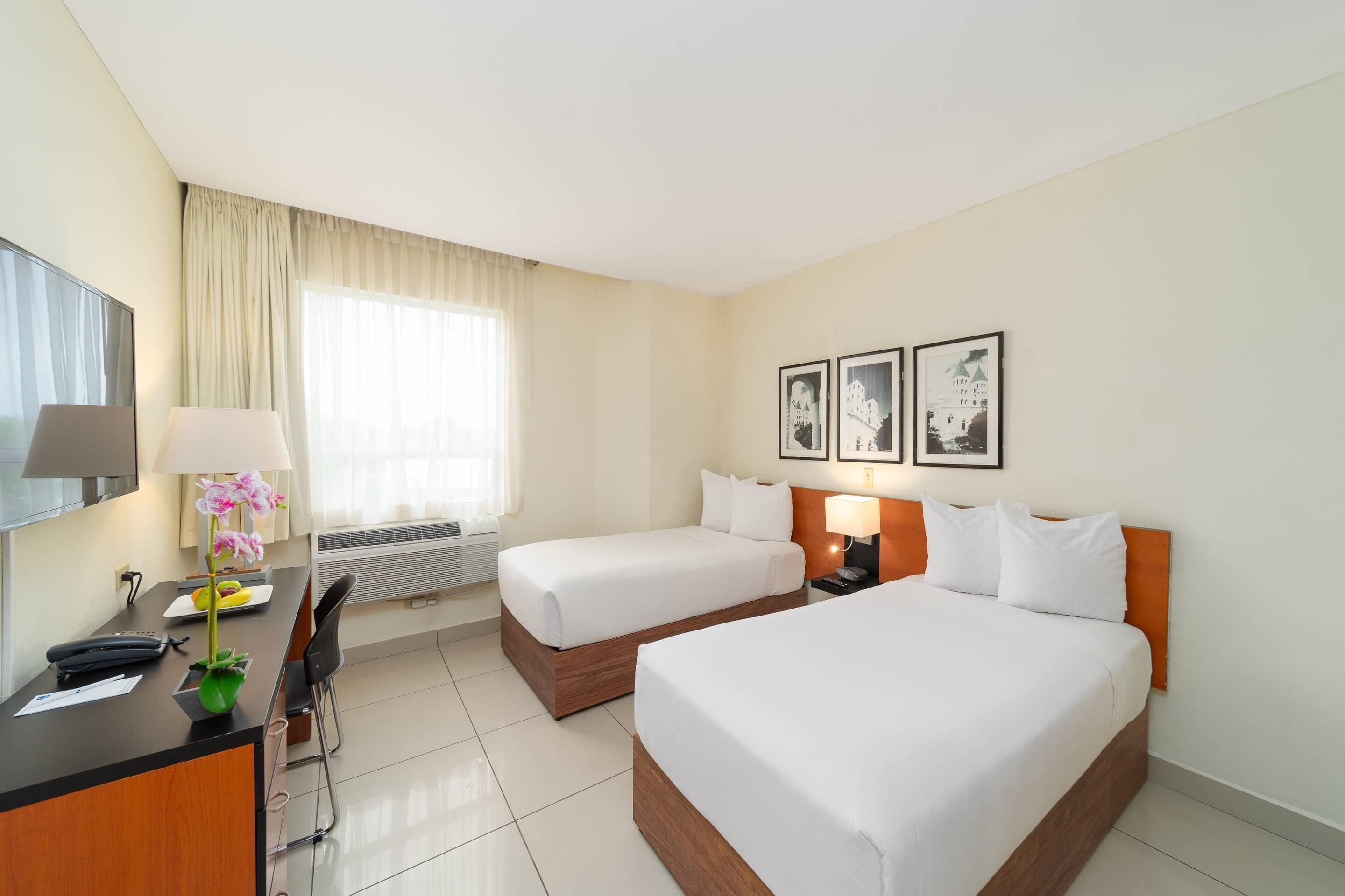 Standard Room, 2 Twin Beds, Non Smoking | Desk, laptop workspace, blackout drapes, iron/ironing board