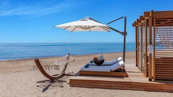 Private beach, beach cabanas, sun-loungers, beach umbrellas